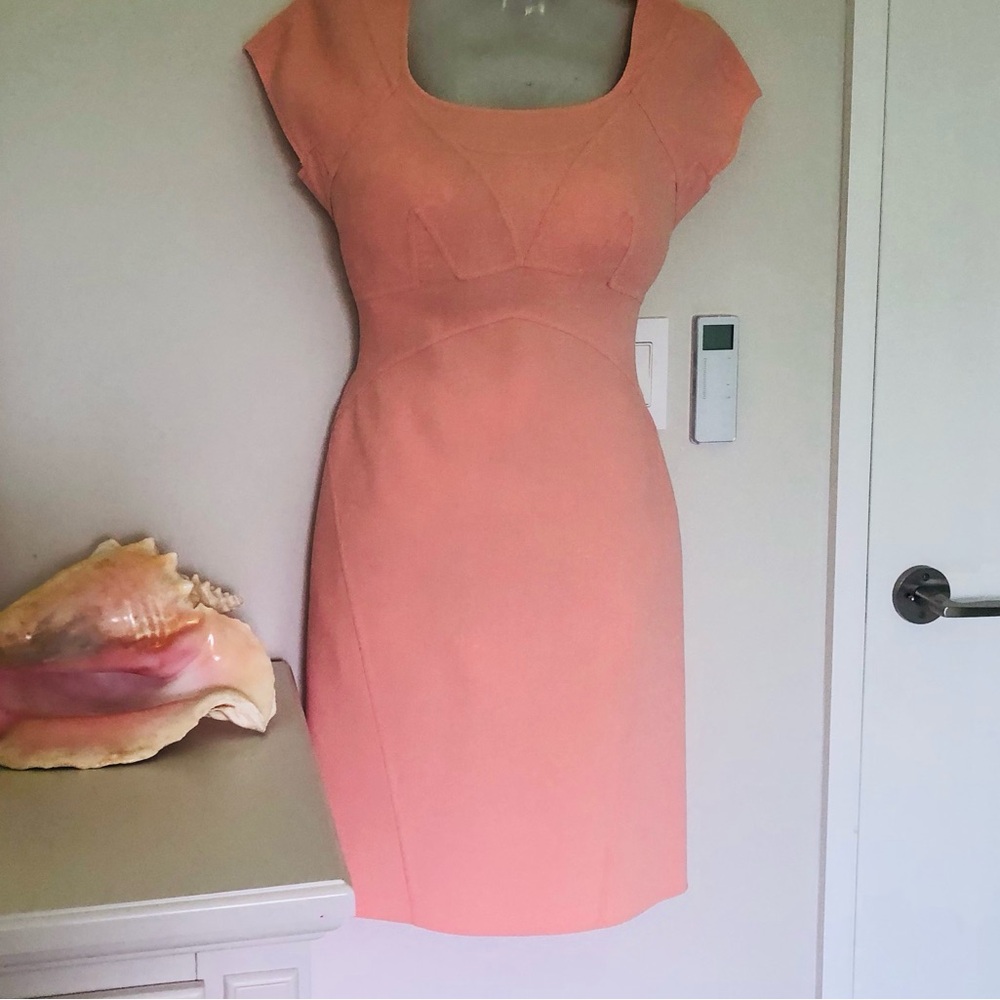 GIFTABLE Brand New Zac Posen Peach Cap-Sleeve Sculpted Cocktail Dress. Size 4